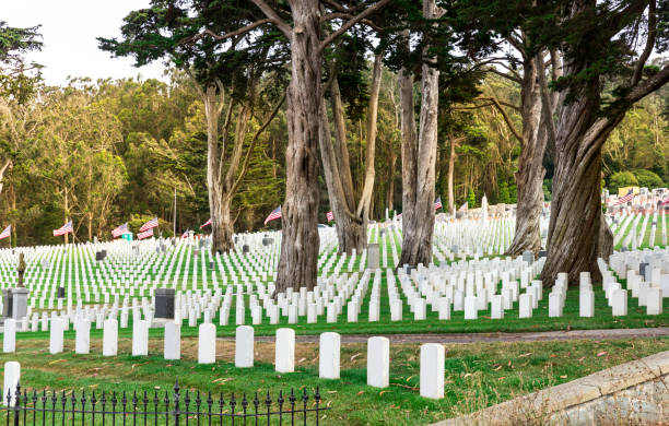 istock Gravestones on usa national cemetery 638487480