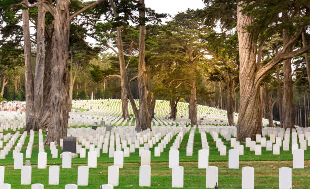 istock Gravestones on usa national cemetery 638487532