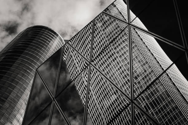 istock Office buildings stretch up to the sky with B&W color 638488238