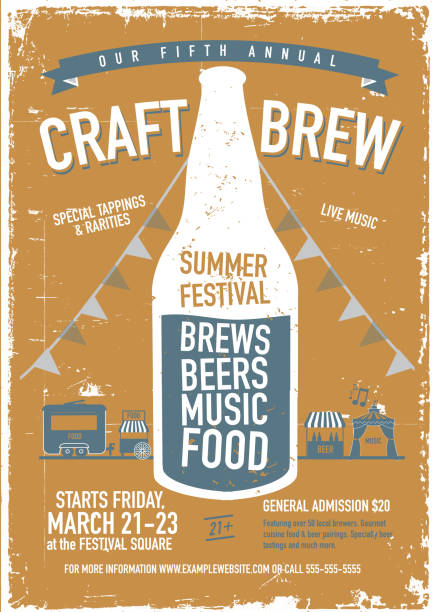 craft bier festival poster design vorlage - festival alcohol stock-grafiken, -clipart, -cartoons und -symbole