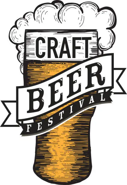 Vector illustration of Craft beer Festival label design