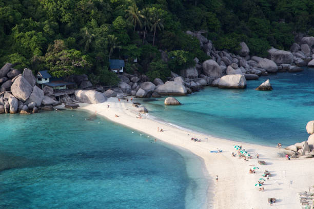 istock Tropical beach paradise: Beautiful deserted white sand beach 638492566