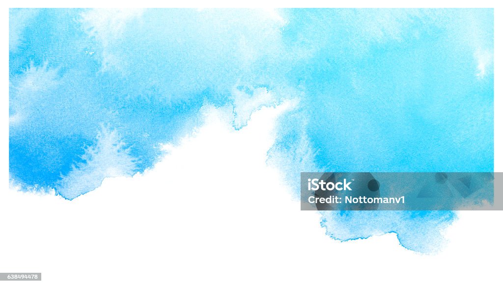 Abstract blue watercolor background. Abstract blue watercolor on white background.The color splashing on the paper.It is a hand drawn. Watercolor Background stock illustration