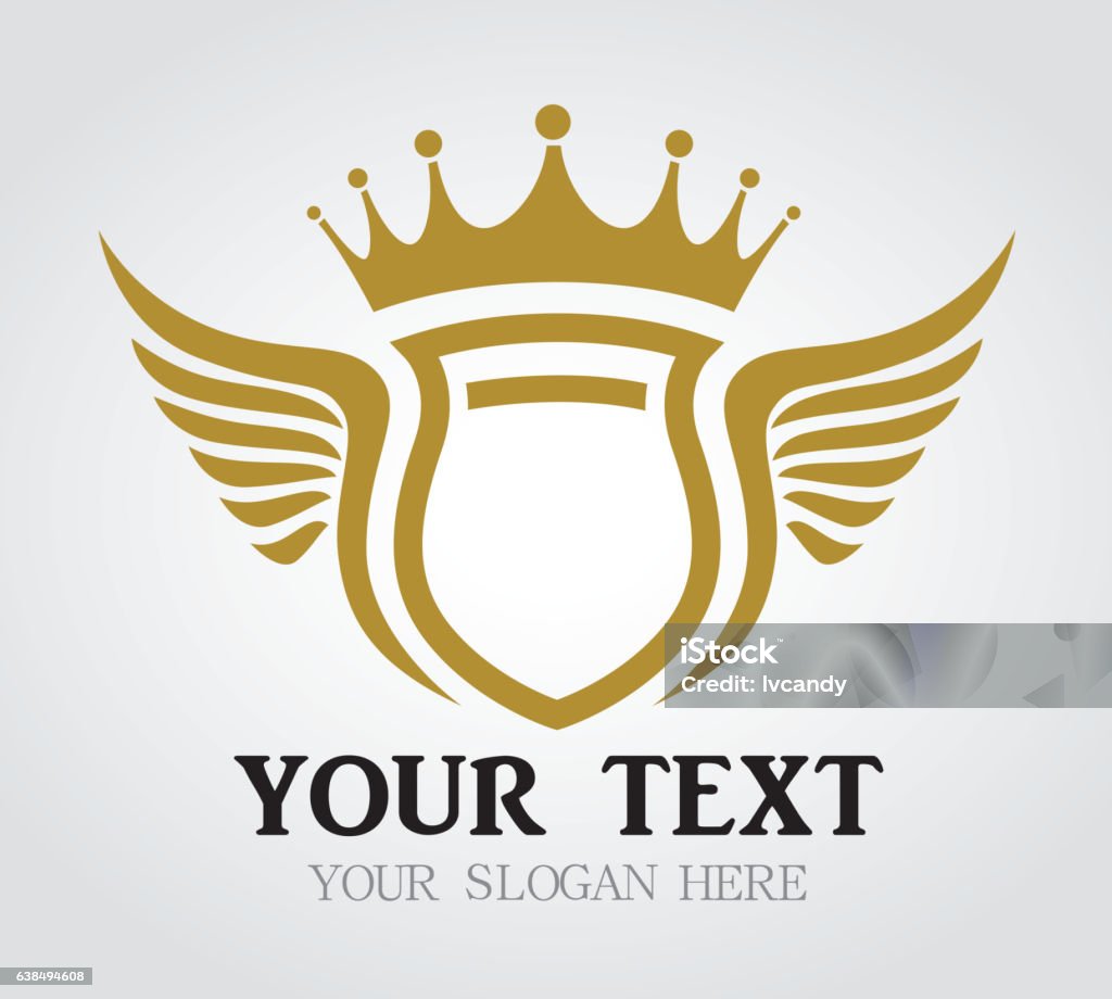 Crown shield with wings High resolution jpeg included. Crown - Headwear stock vector