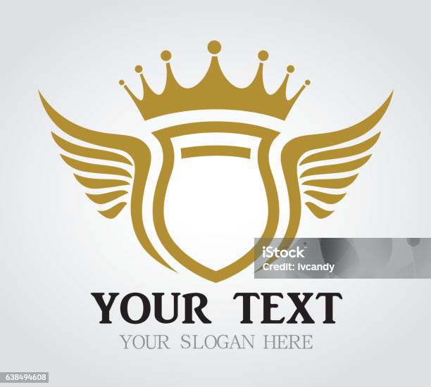 Crown Shield With Wings Stock Illustration - Download Image Now - Crown - Headwear, Animal Wing, Coat Of Arms