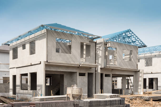 Precast Building The building structure are made from prefabrication system.All pieces are made from high-strength concrete.Then assembled into a building. prefabricated building stock pictures, royalty-free photos & images