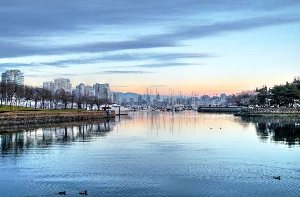 istock Sunset at city harbor. 638498680