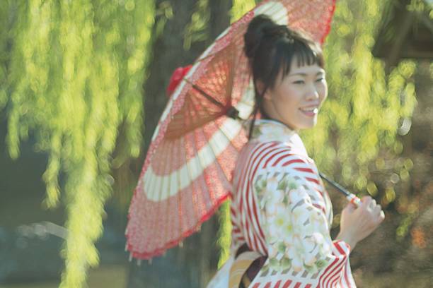 istock Woman in  kimono with umbrella 638500732