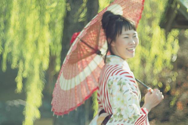 istock Woman in  kimono with umbrella 638500792