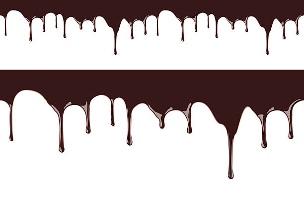 geschmolzene schokolade sirup lecken auf weißen hintergrund vektor nahtlose illustration - chocolate sauce stock-grafiken, -clipart, -cartoons und -symbole