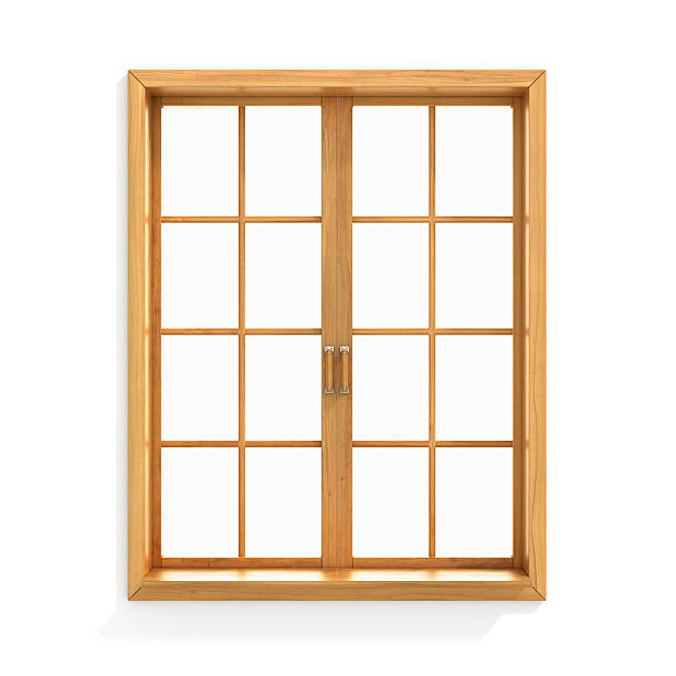 istock Wooden window isolated on white background. 638506024