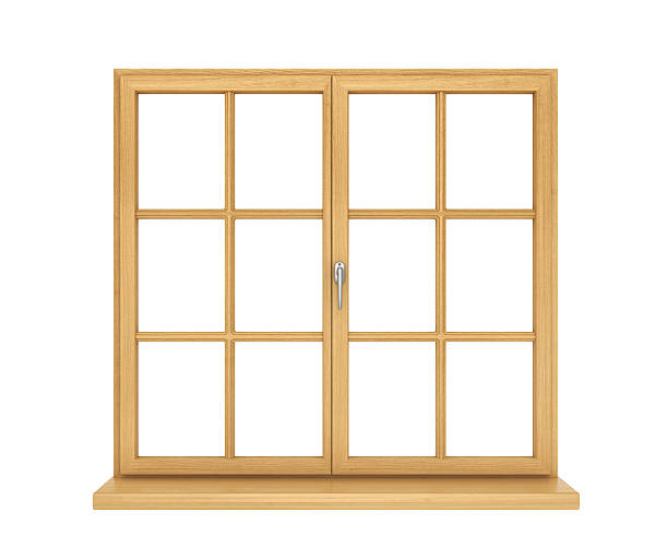 istock Wooden window isolated on white background. 638506164