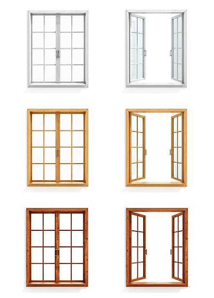 istock Set of close and open wooden windows. 638506172