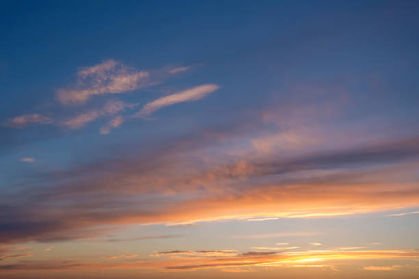 Dramatic sunset and sunrise sky stock photo