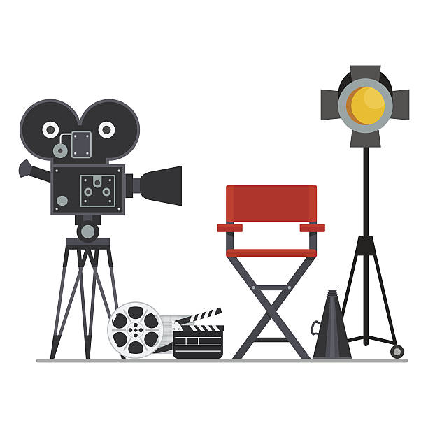 filmset regiestuhl - theatrical performance stage theater stage business stock-grafiken, -clipart, -cartoons und -symbole