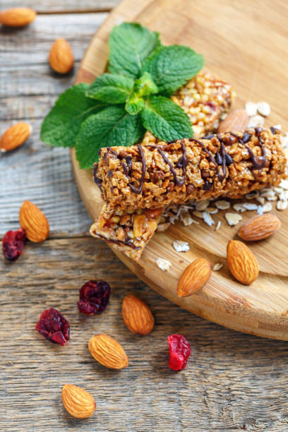 istock Homemade muesli bars, almonds and dried cranberries. 638511656