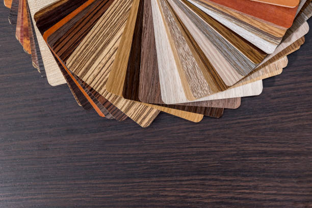 palette de couleurs pour les meubles sur le bureau. - design color swatch plan painting photos et images de collection