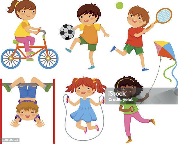 Active Kids Stock Illustration - Download Image Now - Child, Playful, Playing