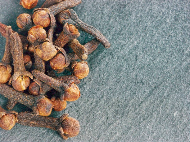 istock Cloves spice on gray slate background, copy space 638517914
