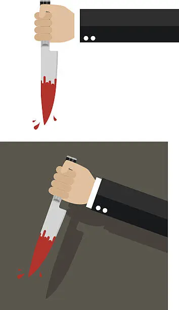 Vector illustration of Businessman holding a knife in hand