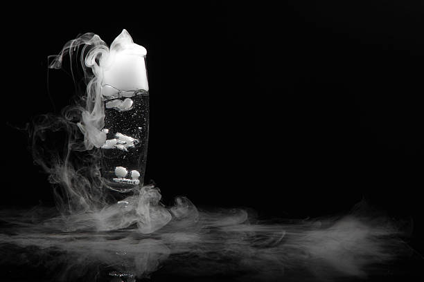 drink in glass with the effect of dry ice