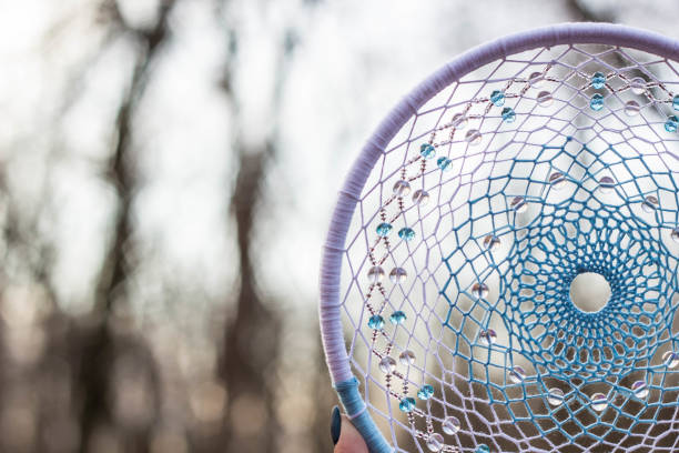 istock Dreamcatcher made of feathers, leather, beads, and ropes 638523034