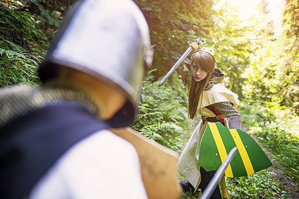 Warrior princess fighting with a knight