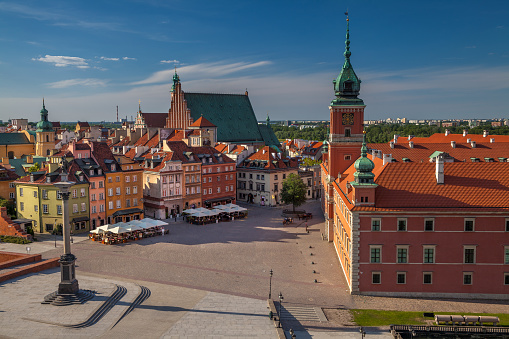 Cityscape image of Old Town Warsaw, Poland during sunny day.