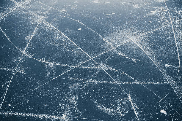 istock Scratched surface of a lake ice rink 638526464