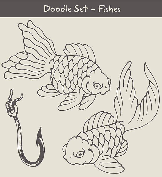 peixes rabiscos - ilustração de arte em vetor