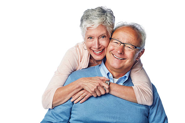 We found that forever love Studio portrait of a loving and happy senior couple  posing together against a white background couple isolated wife husband stock pictures, royalty-free photos & images