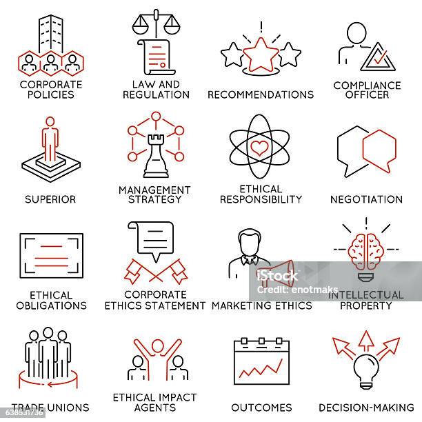 Business Ethics Management Strategy And Development Icons Part 3 Stock Illustration - Download Image Now