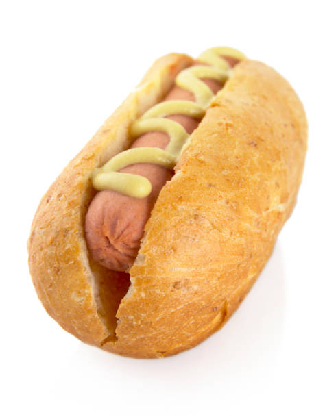 istock Hot dog with mustard isolated on white 638535614