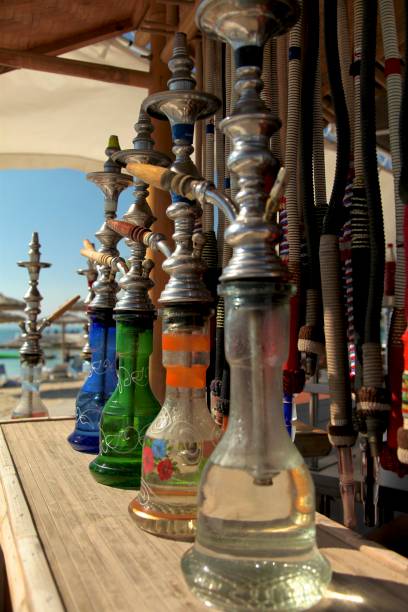 istock Display of Hookah Pipes on Wood Counter 638537430