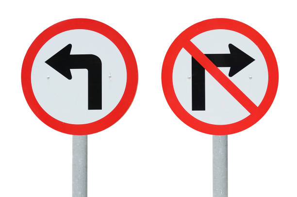 istock Traffic sign turn left do not turn right clipping path 638537496