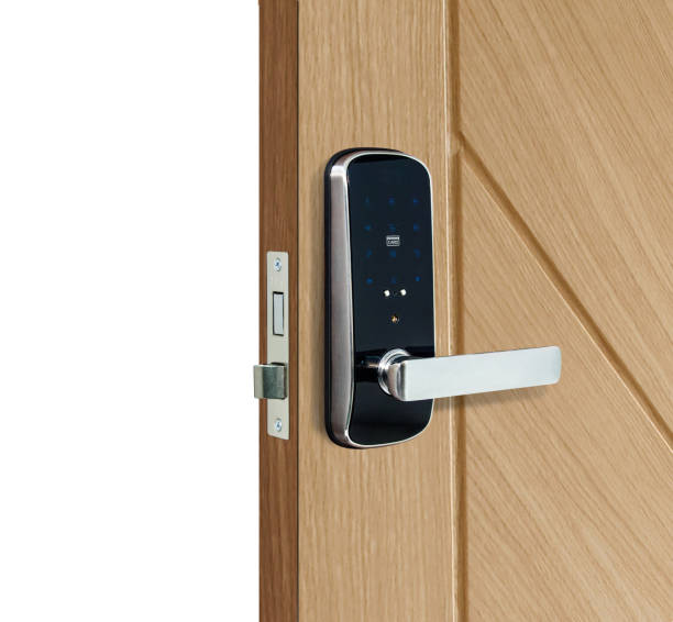 istock Digital lock for door on wood door 638537738