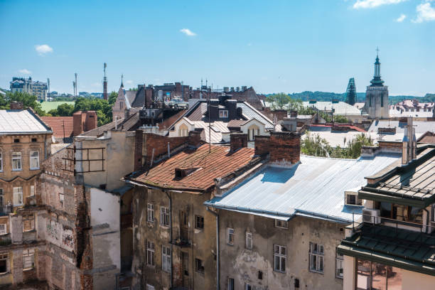 istock Town buildings and blue sky. 638541322