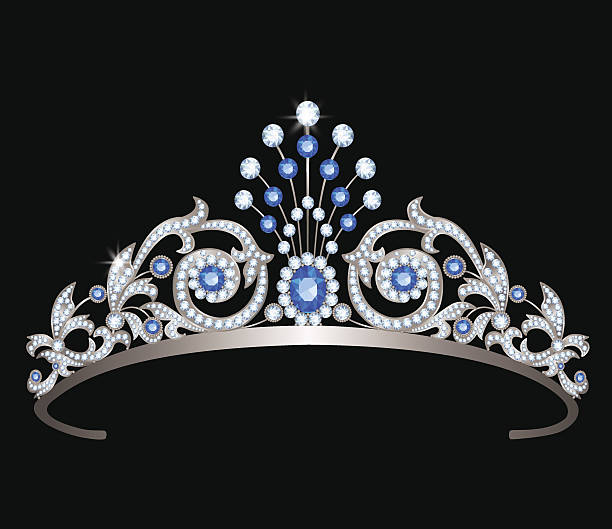 diadem mit saphiren - tiara stock-grafiken, -clipart, -cartoons und -symbole