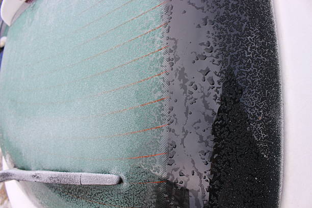 istock Frozen rear car window with heater 638544598