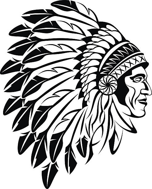 Indian man head Indian man head on a white background headdress stock illustrations