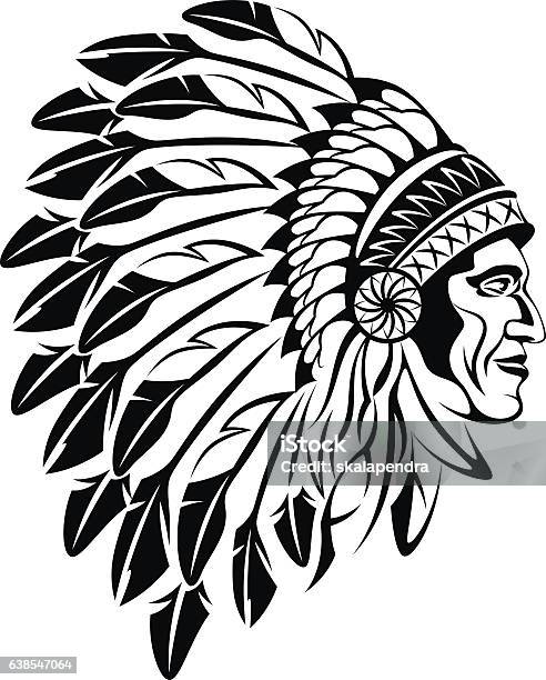 Indian Man Head Stock Illustration - Download Image Now - Indigenous Peoples of the Americas, Indigenous North American Culture, Warrior - Person