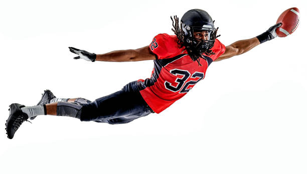 one american football player man isolated on white background