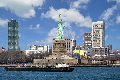 View of the Statue of Liberty from the Staton Island ferry. New York City, New York.