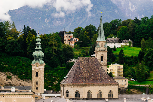 Franciscan Church and St Peter's Abbey monastery view, Salzburg, Austria