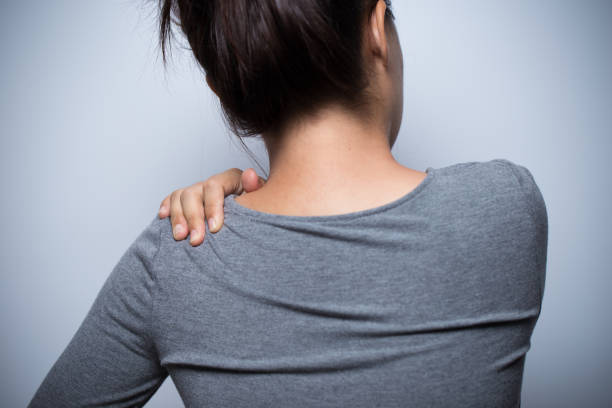 istock Woman has neck pain 638553314