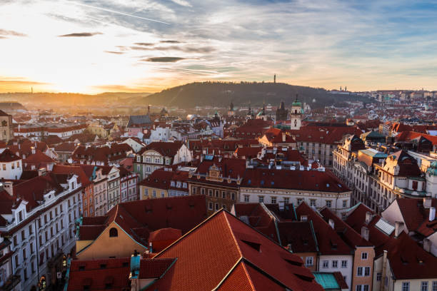 istock Old town square in Prague with traditional red roofs 638557540