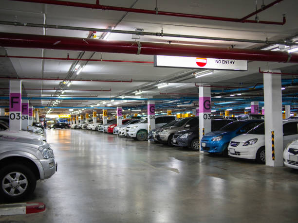 estacionamento  - building feature parking garage stationary built structure - fotografias e filmes do acervo