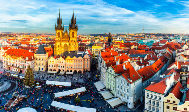 istock Prague at sunset, panoramic view, image of Prague 638559504