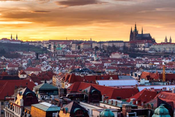 istock Prague at sunset, panoramic view, image of Prague 638559680
