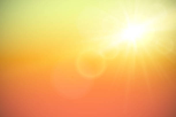 Sun with lens flare, vector illustration. Sun with lens flare on sky, vector background. warm sunset stock illustrations